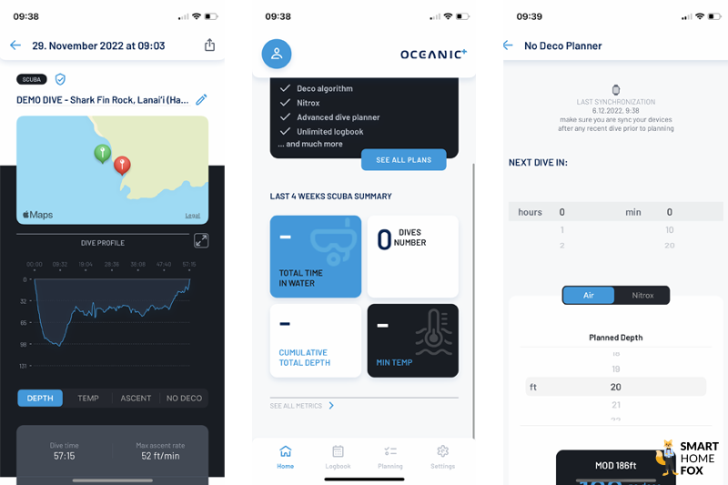 Man sieht die Oceanic Plus App auf dem iPhone.